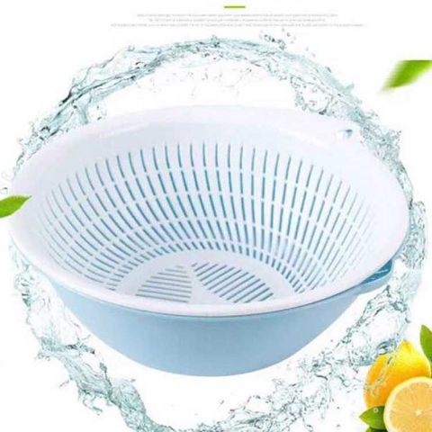 双层沥水篮(圆形，颜色随机）HPBK0733