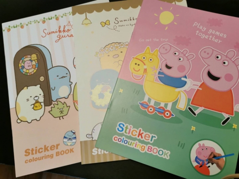 得力（deli）大容量印章可洗水彩笔 儿童涂鸦绘画彩笔 幼儿小孩粗杆画画套装 24色/盒 +Sticker Colouring Book 3本（随机发3本） 套装