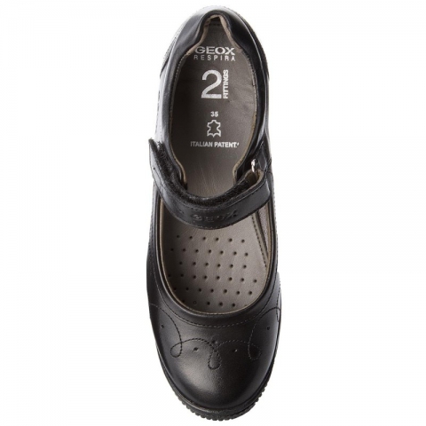 GEOX健乐士 女童GIOIA暗花舞蹈鞋 优质真皮芭蕾上学鞋-黑色