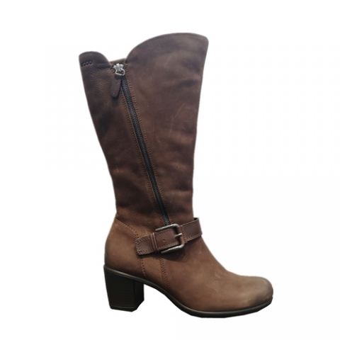 ECCO爱步 女士TOUCH55反绒毛柔软真皮靴-黑色/咖啡色