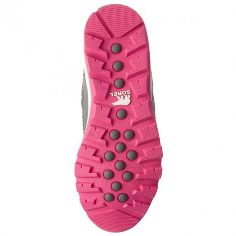 SOREL冰熊 儿童大童WHITNEY™II雪靴 抽绳保暖毛毛靴-黑色/桃红灰