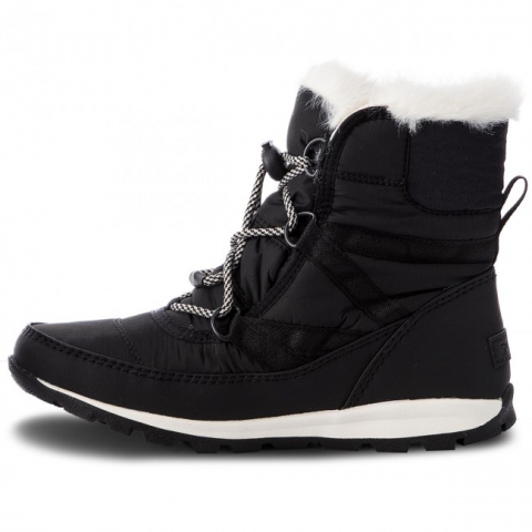 SOREL冰熊 儿童大童WHITNEY™II雪靴 抽绳保暖毛毛靴-黑色/桃红灰