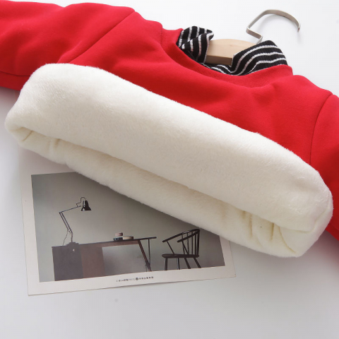 新款儿童加绒新年红色拜年服