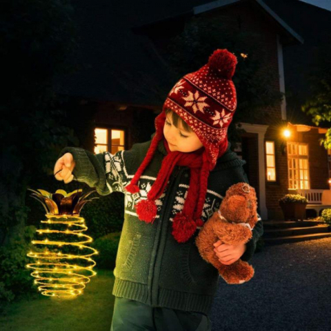 1对菠萝太阳能铁艺装饰挂灯