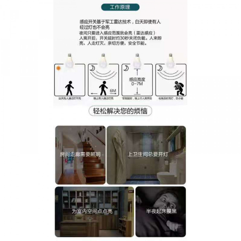 微波雷达感应球泡灯