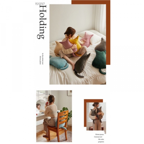 最新款-可爱柔软小猫抱枕-温柔的依靠