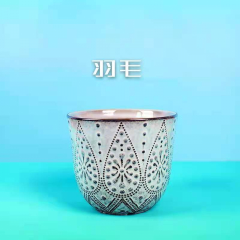 【高档陶瓷花盆】北欧浮雕陶瓷花盆-高温紫砂红陶小盆-透气不烂根