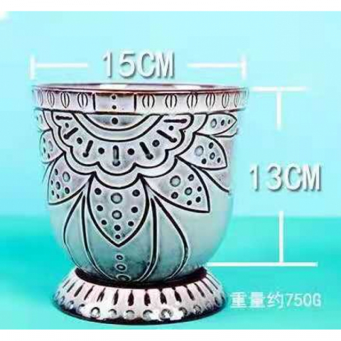 【高档陶瓷花盆】北欧浮雕陶瓷花盆-高温紫砂红陶小盆-透气不烂根