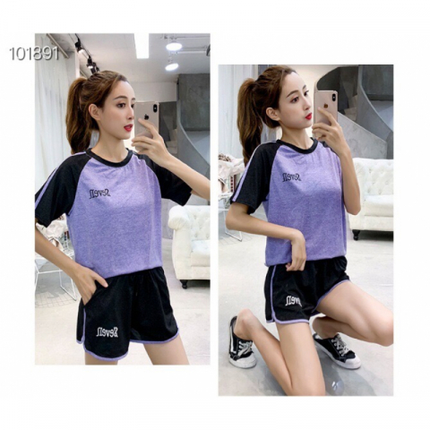 清仓特价 女神运动速干套装 短袖上衣+短裤 健身服 家居服