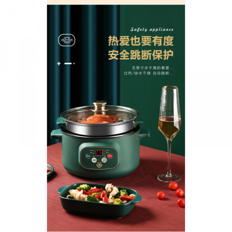 智能轻奢电煮锅带蒸笼110V