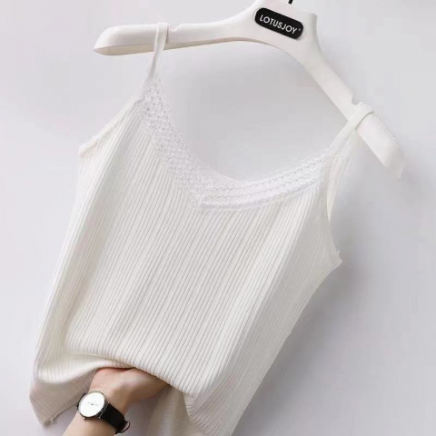 蕾丝冰丝小吊带针织衫