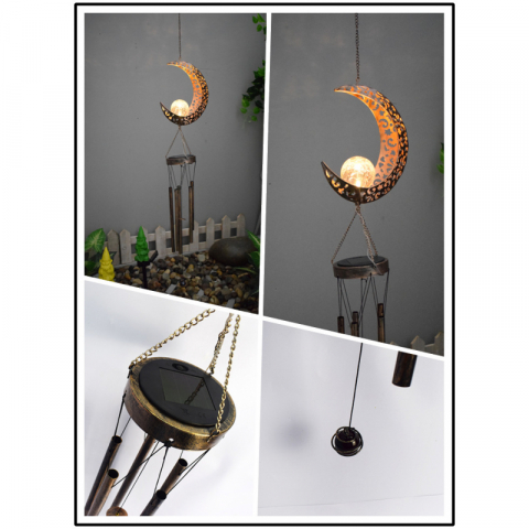 新款现代庭院星星铁艺挂件风铃灯 太阳能LED草坪景观装饰灯具