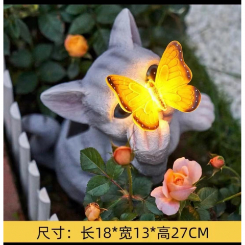 可爱猫咪蝴蝶太阳能灯摆件