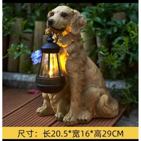 树脂太阳能灯仿真狗狗玄关饰品