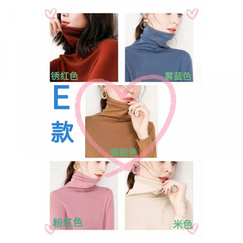 套头堆堆高领短款羊毛衫