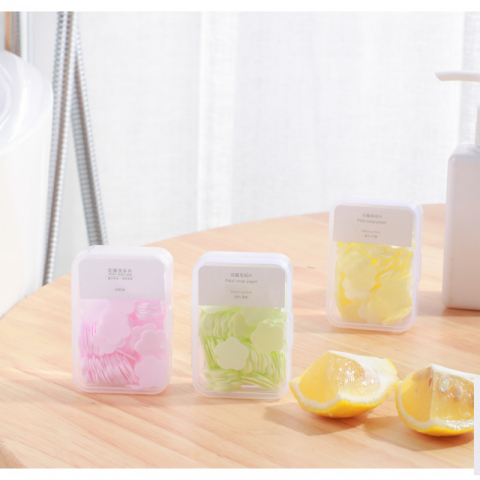 4盒/组花瓣香皂片盒装(颜色随机)肥皂纸液