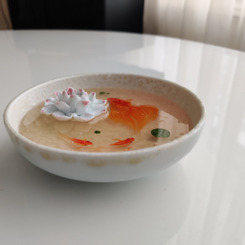 树脂金鱼手绘香座 结晶釉 中号