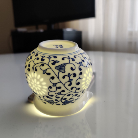 太阳花 青花玲珑 纯手绘茶具