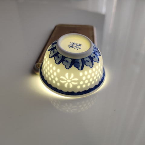 万事如意 青花玲珑 纯手绘茶具