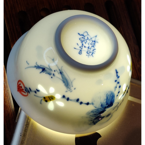 小蜜蜂 青花玲珑 纯手绘茶具