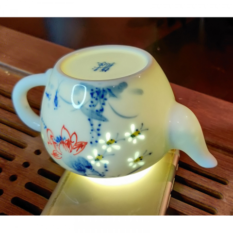 小蜜蜂 青花玲珑 纯手绘茶具