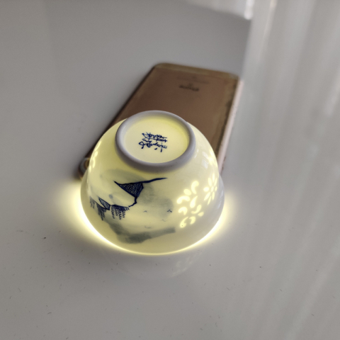 新品山水 青花玲珑 纯手绘茶具