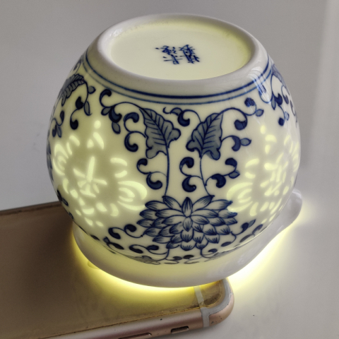 一生平安 青花玲珑 纯手绘茶具