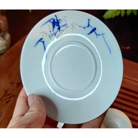 竹报平安 青花玲珑 纯手绘茶具