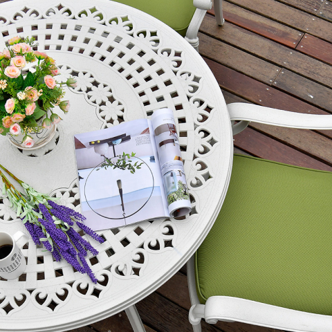 东方明珠铸铝桌椅白色5件套