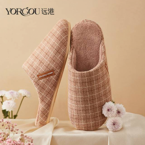 格子棉拖鞋(颜色随机)