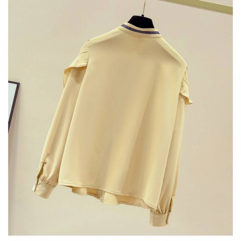 雪纺荷叶边长袖衬衫（偏小）