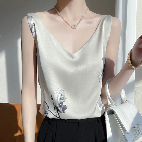 缎面真丝气质内搭背心