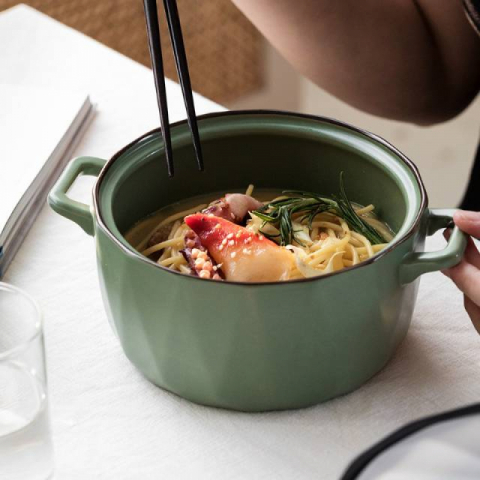 釉钻石汤锅泡面碗（绿色）