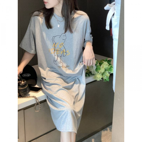 外贸出口牛奶棉T恤裙（均码）图案随机