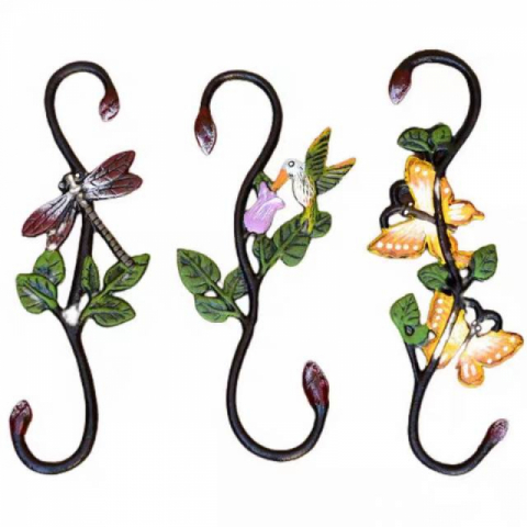 3只/组铸铁彩绘动物S型挂钩