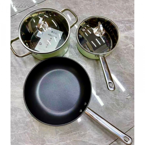 超级大特价 绿萤石健康不粘锅三件套$45还包税