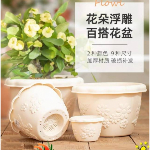 爱丽思花朵浮雕花盆