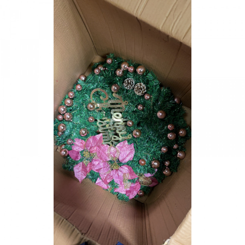 带灯双花圣诞花环50cm